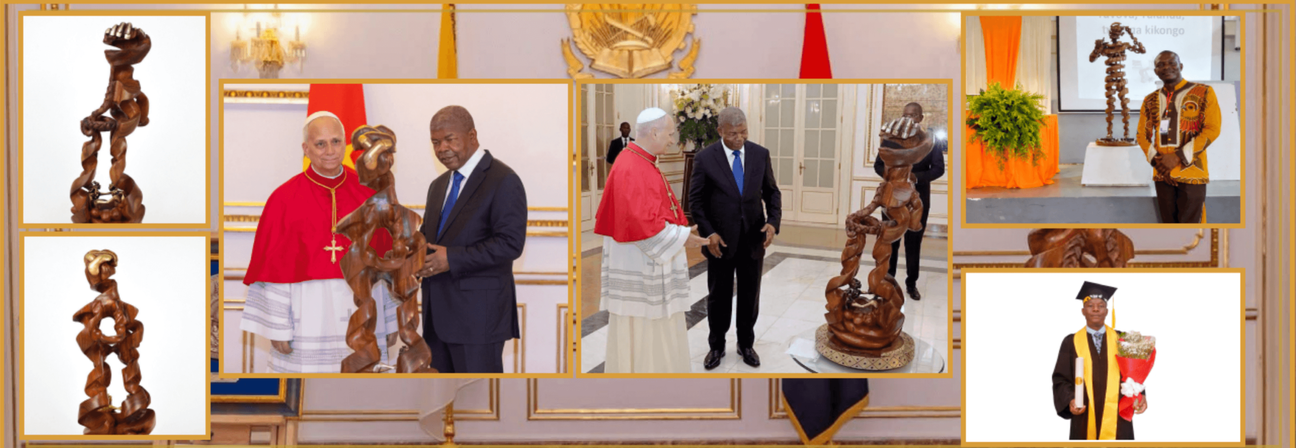 Mayembe, Docente da UniLuanda, esculpe “A Arquitectura da União”, obra de arte oferecida ao Papa Leão XIV pelo PR